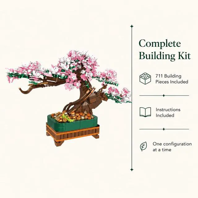 Alt view image 4 of 7 - 3-in-1 Cherry Blossom Bonsai Tree Building Set, 711 Pieces | Rebuild one 711-piece set into three bonsai configurations for a changing botanical display