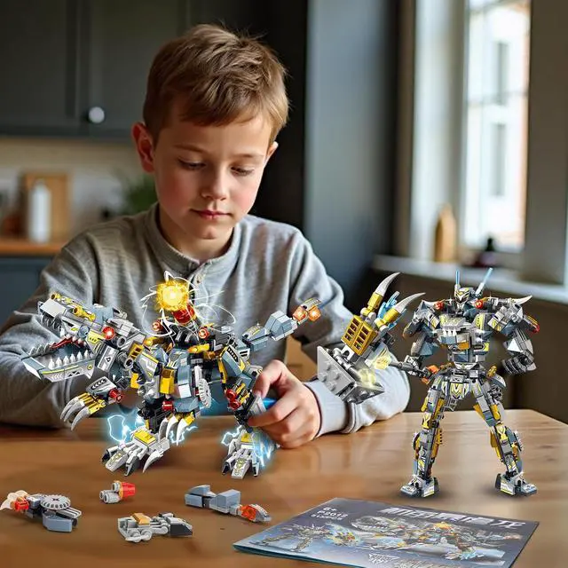Alt view image 3 of 6 - STEM 2 in 1 Indominus Dinosaur Building Kits, Transforming Mech Robot Building Sets for Kids Boys 6-10, Compatible with Dinosaur, Educational Gift Toy for Adults (513 PCS)