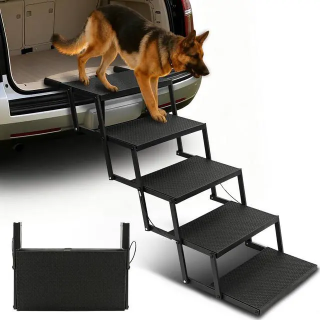 Main image of Dog Steps for Car and Truck, 25.6" H Foldable Dog Stairs for Large Dogs, Lightweight Pet Stairs Supports Up to 350 lbs, 5 Steps