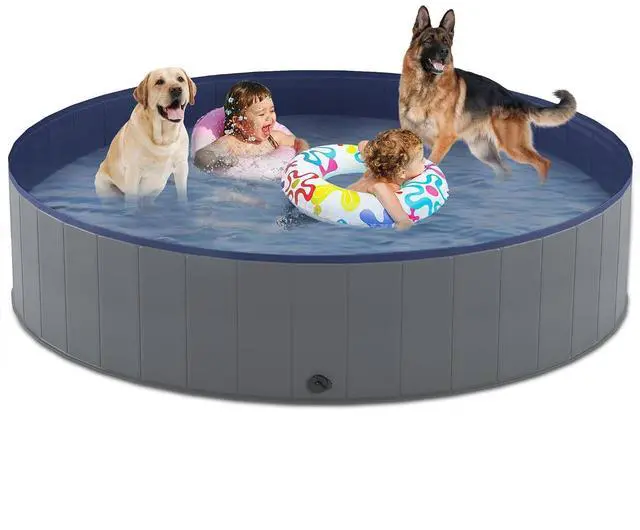 Main image of Foldable Dog Pool, Collapsible Plastic Dog Swimming Pool, 72x12in | Portable Bath Tub for Large Pets Dogs, Pet Wading Pool Indoor and Outdoor Use