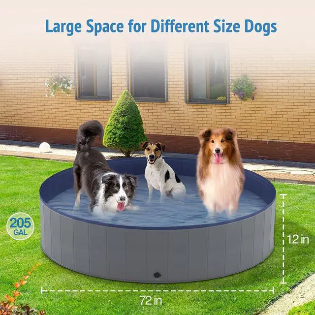 Alt view image 2 of 6 - Foldable Dog Pool, Collapsible Plastic Dog Swimming Pool, 72x12in | Portable Bath Tub for Large Pets Dogs, Pet Wading Pool Indoor and Outdoor Use