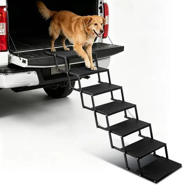 Main image of Dog Steps for Car and Truck, 37.5" H Foldable Dog Stairs for Large Dogs, Collapsible Plastic Pet Stairs Supports Up to 350 lbs, 7 Steps