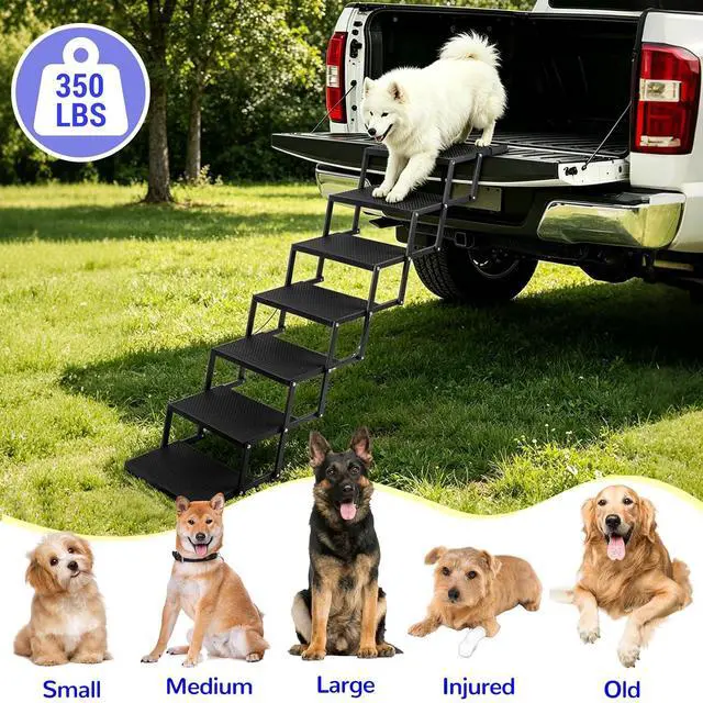 Alt view image 6 of 6 - Dog Steps for Car and Truck, 37.5" H Foldable Dog Stairs for Large Dogs, Collapsible Plastic Pet Stairs Supports Up to 350 lbs, 7 Steps