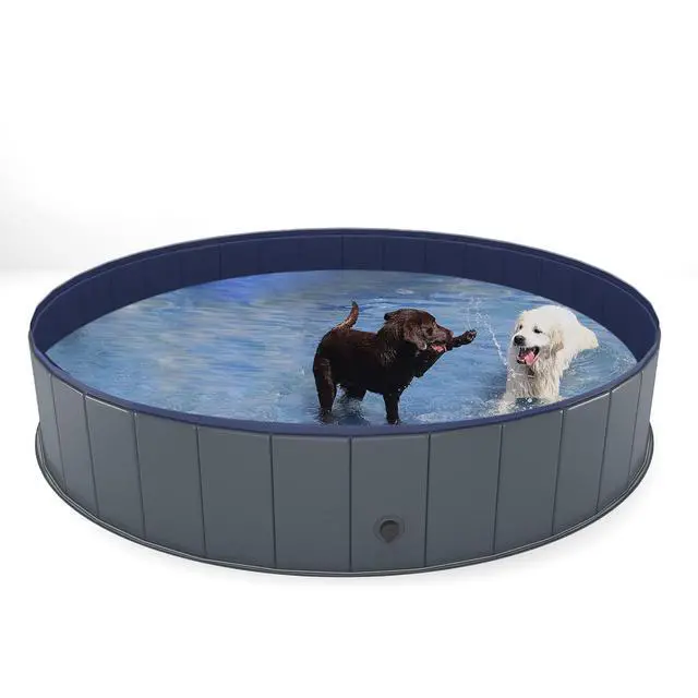 Alt view image 7 of 7 - Foldable Dog Pool, Collapsible Plastic Dog Swimming Pool, 64x12in | Portable Bath Tub for Large Pets Dogs, Pet Wading Pool Indoor and Outdoor Use