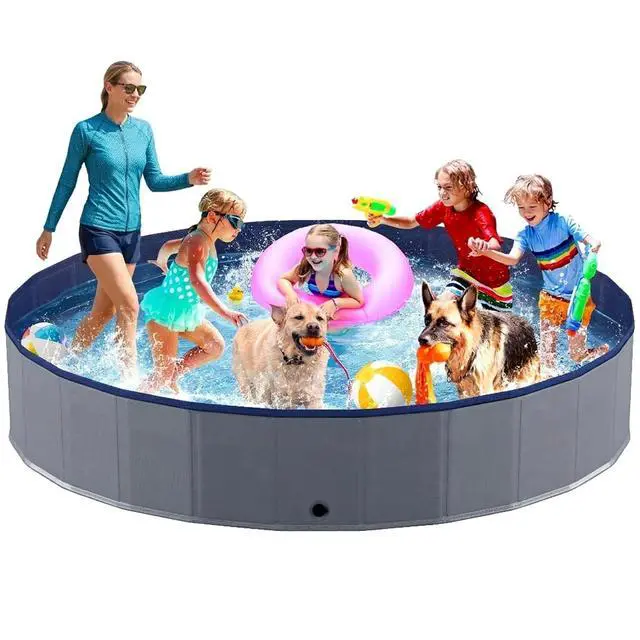 Main image of Foldable Dog Pool, Collapsible Plastic Dog Swimming Pool, 88x16in | Portable Bath Tub for Large Pets Dogs, Pet Wading Pool Indoor and Outdoor Use