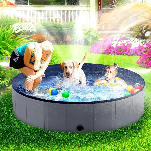 Alt view image 3 of 4 - Foldable Dog Pool, Collapsible Plastic Dog Swimming Pool, 88x16in | Portable Bath Tub for Large Pets Dogs, Pet Wading Pool Indoor and Outdoor Use