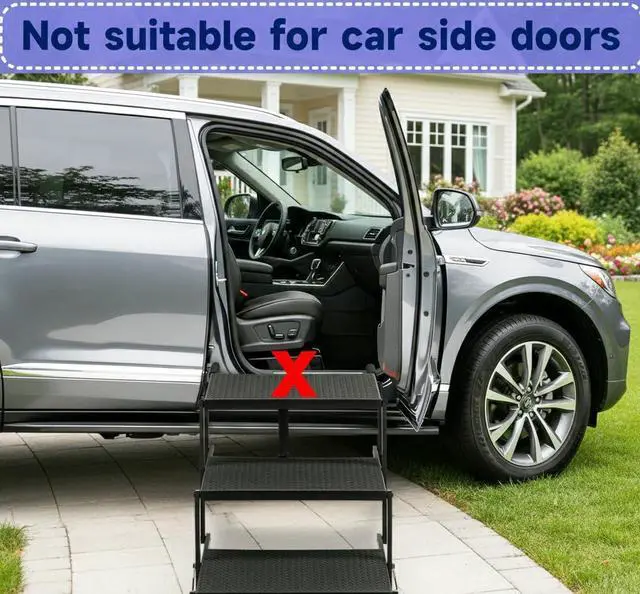Alt view image 5 of 7 - Dog Steps for Car and Truck, 25.6" H Foldable Dog Stairs for Large Dogs, Lightweight Pet Stairs Supports Up to 350 lbs, 5 Steps