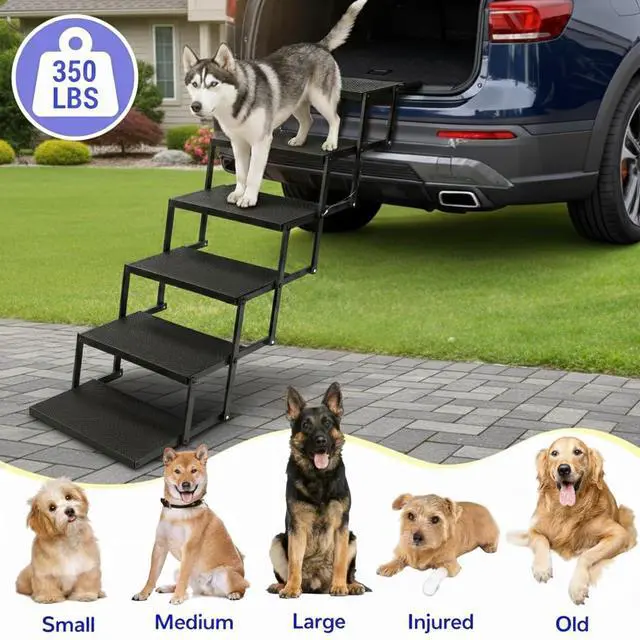 Alt view image 7 of 7 - Dog Steps for Car and Truck, 30.7" H Foldable Dog Stairs for Large Dogs, Collapsible Plastic Pet Stairs Supports Up to 350 lbs, 6 Steps