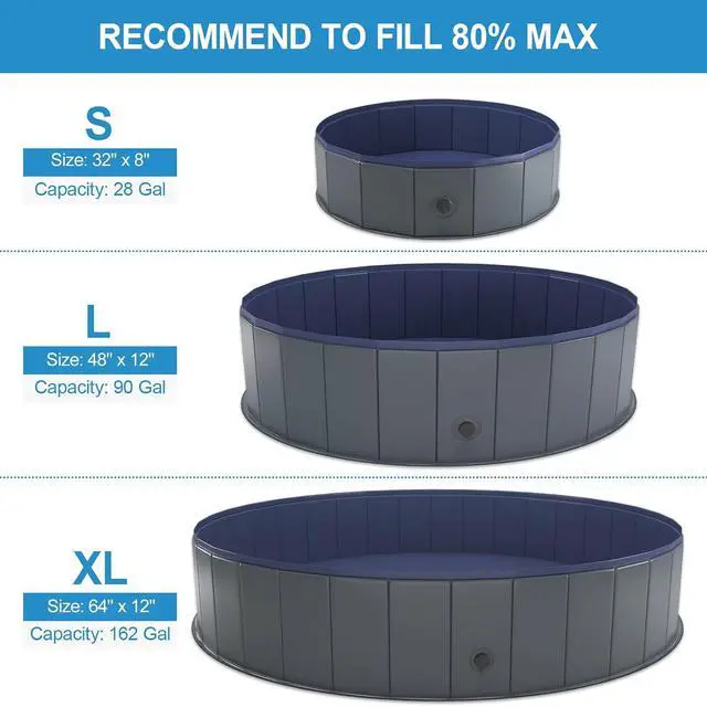 Alt view image 2 of 7 - Foldable Dog Pool, Collapsible Plastic Dog Swimming Pool, 64x12in | Portable Bath Tub for Large Pets Dogs, Pet Wading Pool Indoor and Outdoor Use
