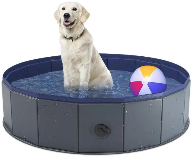 Main image of Foldable Dog Pool, Collapsible Plastic Dog Swimming Pool, 32x8in | Portable Bath Tub for Large Pets Dogs, Pet Wading Pool Indoor and Outdoor Use