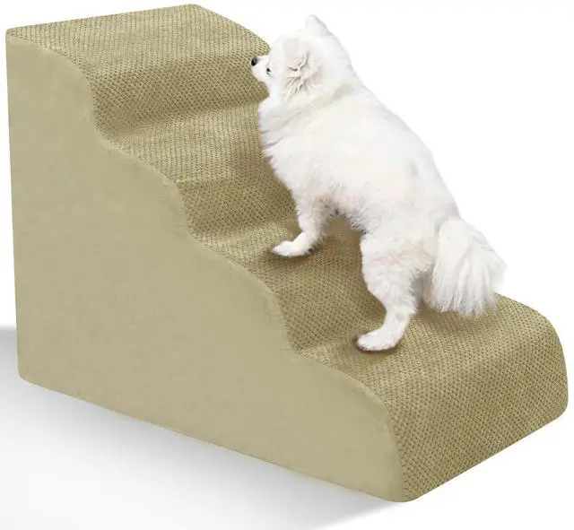Main image of Dog Stairs for Small Dogs - High Density Foam Pet Steps, Extra Wide Dog Ramp with Non-Slip Bottom for High Beds, Couch and Sofa, Best for Dogs Injured, Older Doggy Cats