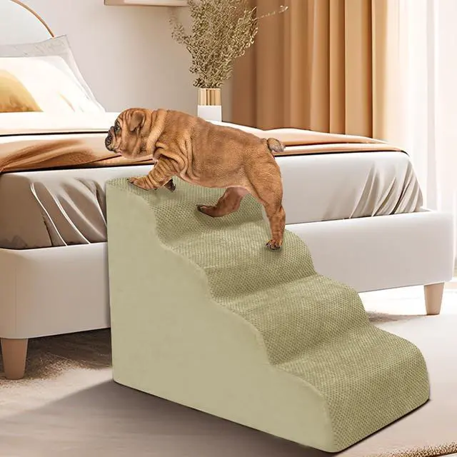 Alt view image 5 of 6 - Dog Stairs for Small Dogs - High Density Foam Pet Steps, Extra Wide Dog Ramp with Non-Slip Bottom for High Beds, Couch and Sofa, Best for Dogs Injured, Older Doggy Cats