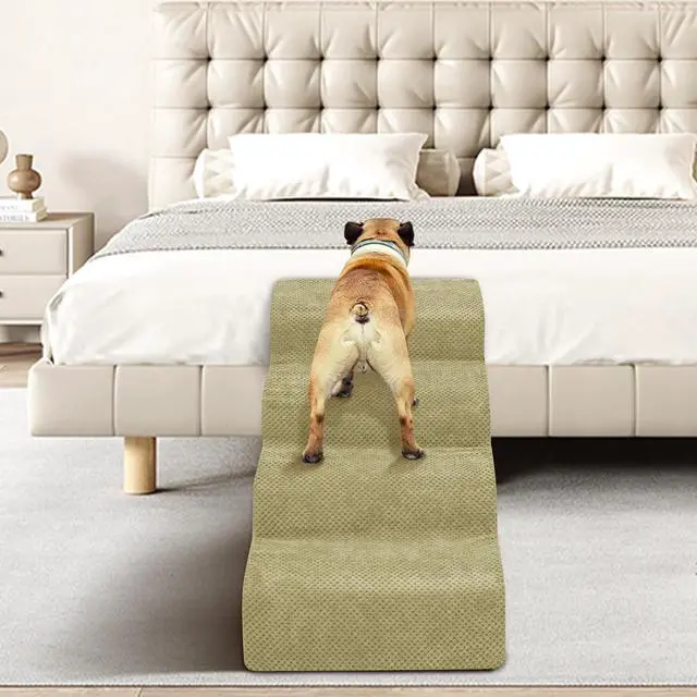 Alt view image 6 of 6 - Dog Stairs for Small Dogs - High Density Foam Pet Steps, Extra Wide Dog Ramp with Non-Slip Bottom for High Beds, Couch and Sofa, Best for Dogs Injured, Older Doggy Cats