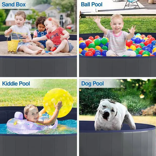 Alt view image 4 of 6 - Foldable Dog Pool, Collapsible Plastic Dog Swimming Pool, 72x12in | Portable Bath Tub for Large Pets Dogs, Pet Wading Pool Indoor and Outdoor Use