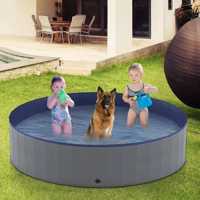 Alt view image 6 of 6 - Foldable Dog Pool, Collapsible Plastic Dog Swimming Pool, 72x12in | Portable Bath Tub for Large Pets Dogs, Pet Wading Pool Indoor and Outdoor Use
