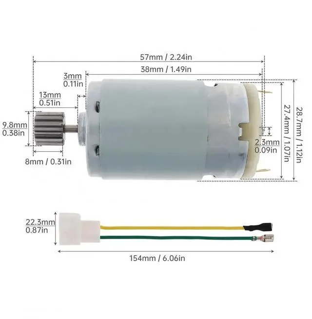 Alt view image 4 of 7 - R380 12 Teeth DC Motor 6V 12V 12000-20000RPM Kids Ride On Toys Car High Speed Electric for Remote Control 1PCS(16000RPM,6V)