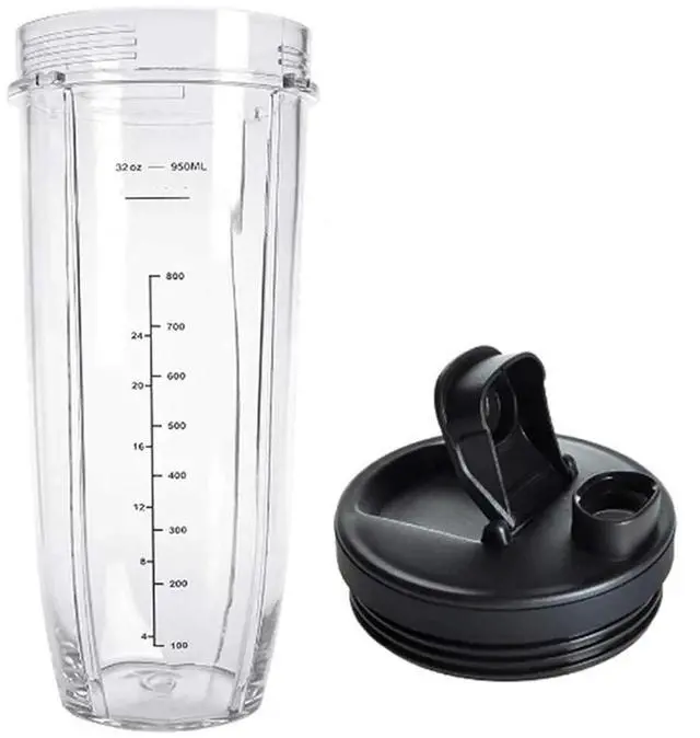 Alt view image 3 of 6 - Lid and 32OZ Cup and 7 Fins Blade Compatible for Ninja Auto IQ 1000W Blender Accessories Replacement Parts BL482