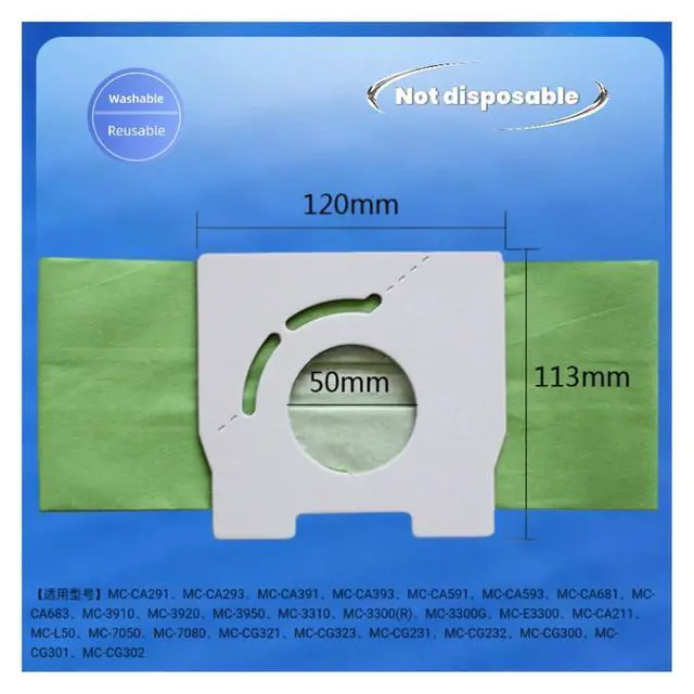 Alt view image 5 of 5 - Vacuum Cleaner Accessory Washable Dust Bag. Compatible With Panasonic MC-3300R MC-3300G MC-E3300 MC-3910 MC-CG301 MC-CG323(11pcs Green)