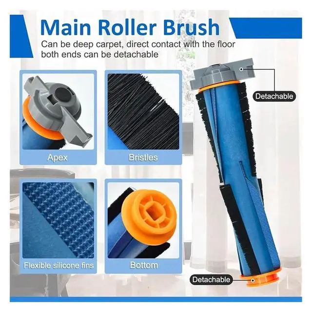 Alt view image 3 of 6 - Replacement parts compatible for Shark AV2610WA RV2610WA Matrix Plus 2-in-1 robot vacuum cleaner main side brush filter mop (total of 17 pieces)