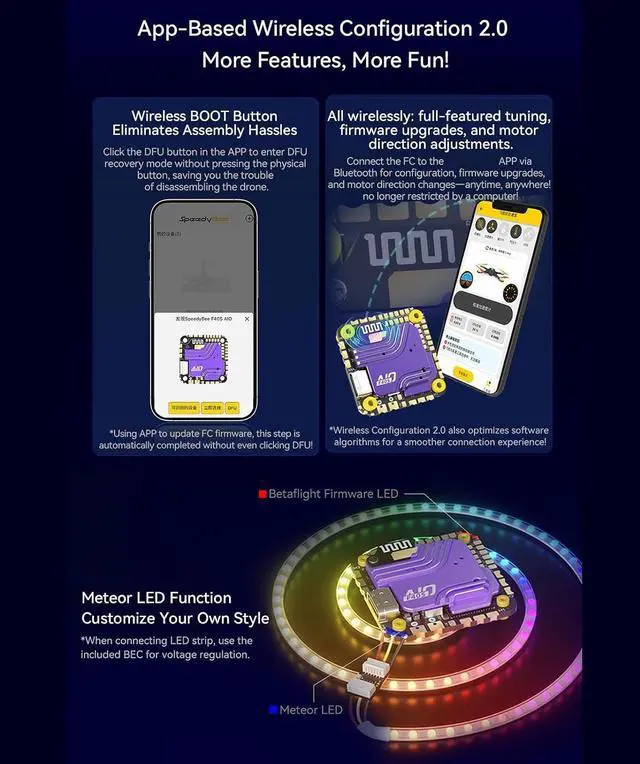 Alt view image 3 of 7 - Professional F405 40A 25.5x25.5 3-6S Flight Controller For Link/Caddx Vista FPV Accessories Integrated Flight Controller