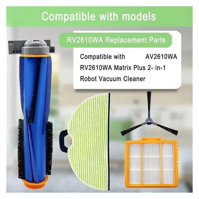 Alt view image 6 of 6 - Replacement parts compatible for Shark AV2610WA RV2610WA Matrix Plus 2-in-1 robot vacuum cleaner main side brush filter mop (total of 17 pieces)