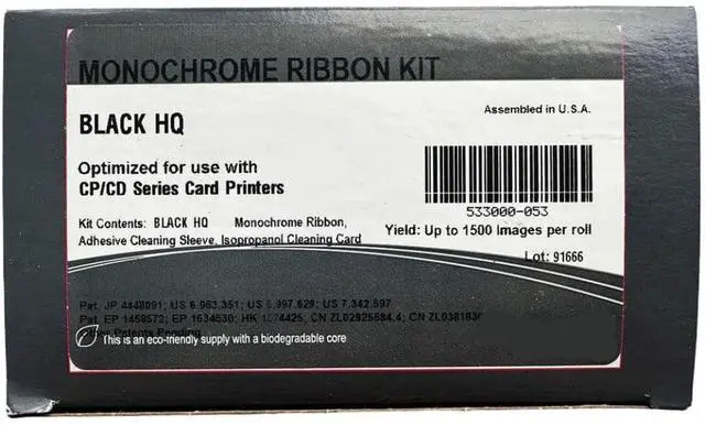 Main image of Monochrome Black Ribbon Compatible with Datacard Card Printers 1500 Prints 533000-053(Original 533000-053K)