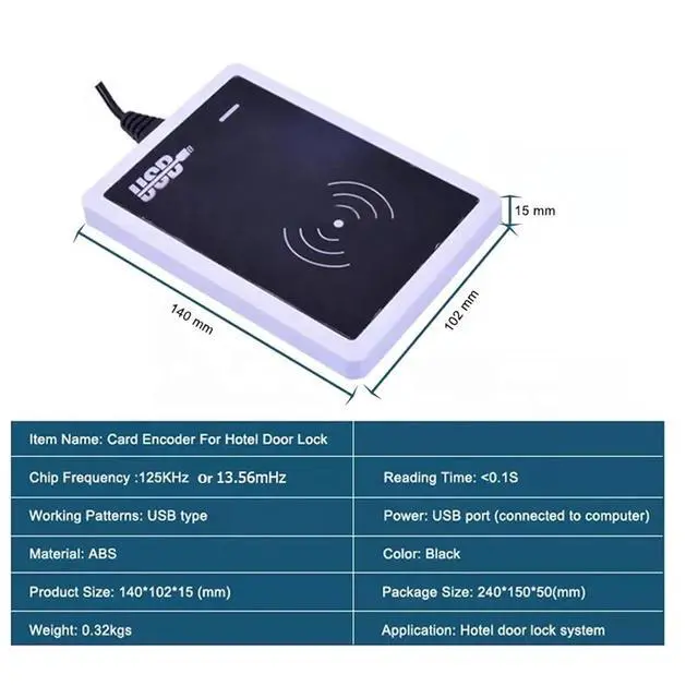 Alt view image 5 of 5 - Card Encoder Hotel Card Lock System T57 T5577 M1 Card Writer Machine Work with Different Encoder Number(M1 Card Encoder)