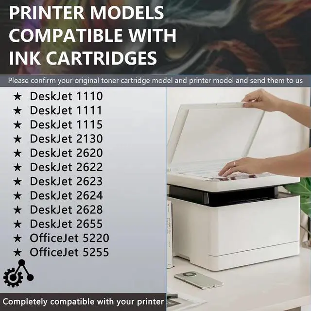 Alt view image 2 of 7 - 123XL Ink Cartridges Compatible for HP 123 XL Ink Cartridge for HP DeskJet 1110 1111 1115 2130 2131 2620 2622 2623 2624 2628 2655 OfficeJet 5220 5255 Printers