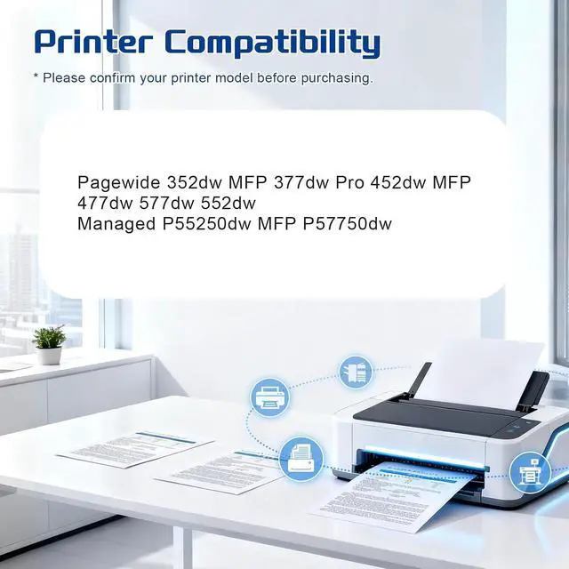 Alt view image 2 of 7 - 974XL 974A Ink Cartridge Compatible for HP 974 XL L0S08AL L0R99ALL | 974A Ink Use for Pagewide 352dw MFP 377dw Pro 452dw MFP 477dw 577dw 552dw Managed P55250dw Printers 2sets