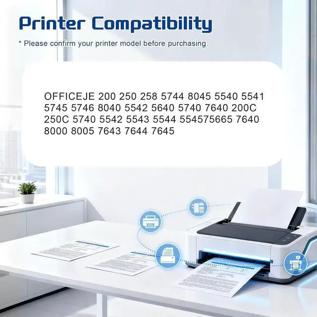 Alt view image 2 of 7 - 62XL Ink Cartridge Compatible for HP 62 XL Ink Use for OFFICEJE 200 | 250 258 5744 8045 5540 5541 5745 5746 8040 5542 5640 5740 7640 200C 250C 5740 5542 5543 5544 5545 Printers 1set