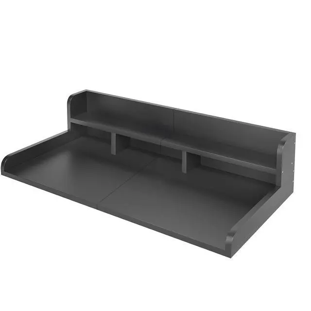 Alt view image 2 of 7 - 54" Washer Dryer Countertop with Shelf, Stop Edge and Non-slip Pads, Black | Wooden Laundry Countertop, 54" x 27.5" Double Layer Topper for Laundry Room Organization Hamper Counter, Sorting, Folding