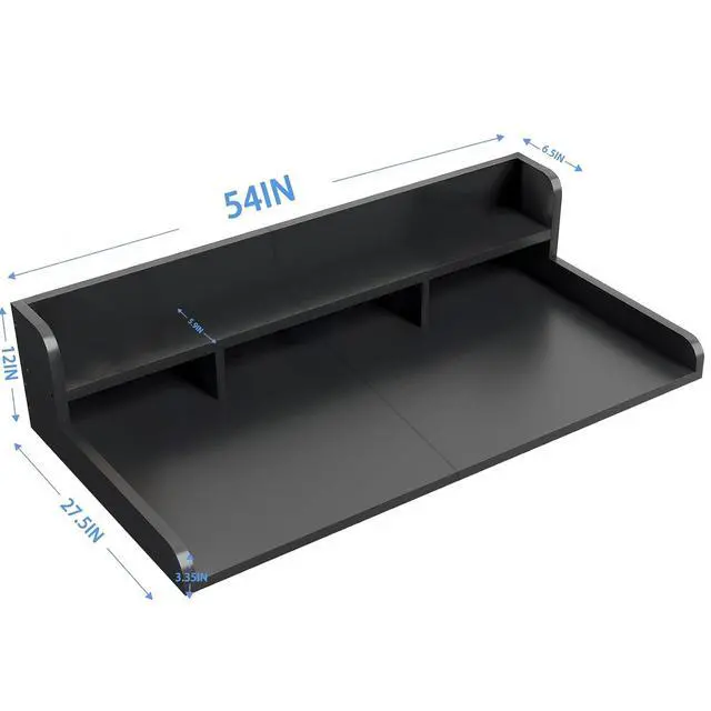 Alt view image 5 of 7 - 54" Washer Dryer Countertop with Shelf, Stop Edge and Non-slip Pads, Black | Wooden Laundry Countertop, 54" x 27.5" Double Layer Topper for Laundry Room Organization Hamper Counter, Sorting, Folding