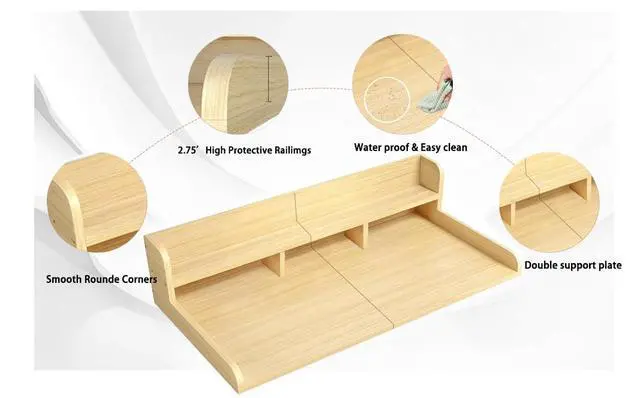 Alt view image 7 of 7 - 54" Washer Dryer Countertop with Shelf, Stop Edge and Non-slip Pads, Oak | Wooden Laundry Countertop, 54" x 27.5" Double Layer Topper for Laundry Room Organization Hamper Counter, Sorting, Folding