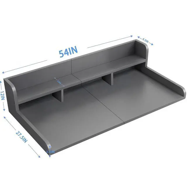 Alt view image 2 of 4 - 54" Washer Dryer Countertop with Shelf, Stop Edge and Non-slip Pads, Grey | Wooden Laundry Countertop, 54" x 27.5" Double Layer Topper for Laundry Room Organization Hamper Counter, Sorting, Folding