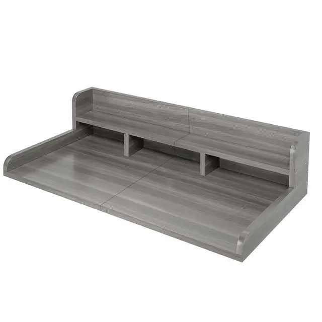 Alt view image 3 of 7 - 54" Washer Dryer Countertop with Shelf, Edge and Non-slip Pads, Gray Stripe | Wooden Laundry Countertop, 54" x 27.5" Double Layer Topper for Laundry Room Organization Hamper Counter, Sorting, Folding