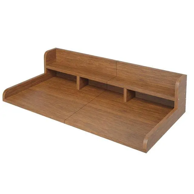 Alt view image 5 of 7 - 54" Washer Dryer Countertop with Shelf, Stop Edge and Non-slip Pads, Walnut | Wooden Laundry Countertop, 54" x 27.5" Double Layer Topper for Laundry Room Organization Hamper Counter, Sorting, Folding