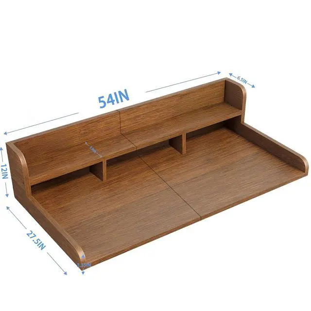 Alt view image 7 of 7 - 54" Washer Dryer Countertop with Shelf, Stop Edge and Non-slip Pads, Walnut | Wooden Laundry Countertop, 54" x 27.5" Double Layer Topper for Laundry Room Organization Hamper Counter, Sorting, Folding