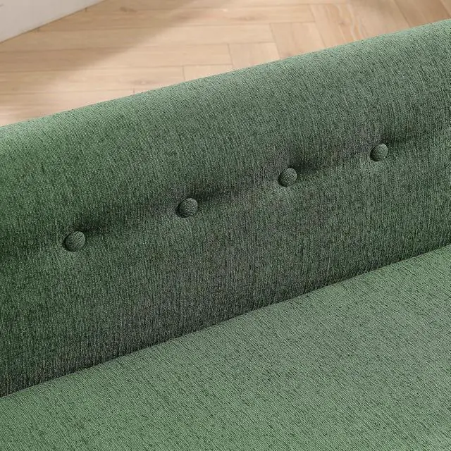 Alt view image 7 of 7 - Elevated Large Dog Bed with Removable Cushion, 55" Linen Fabric XL Dog Couch, Pet Sofa Bed with Backrest & Armrest for Large & Oversized Dogs, Washable Soft Cushion Cover, Rivet Decor, Olive Green