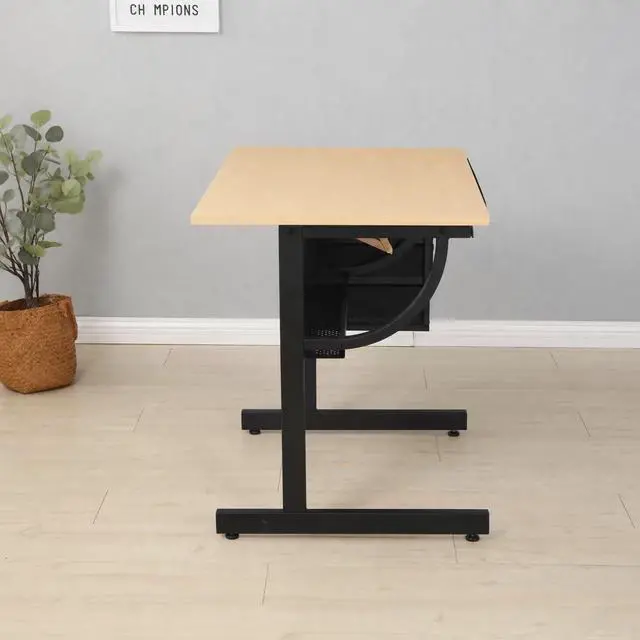 Alt view image 4 of 5 - Adjustable Drafting Table with Drawers and Stool for Adults/Artists, Maple | Drawing Desk with Storage Shelf Side Table,Tabletop Angle Adjustable, Art Table Workstation for Painting Craft DIY