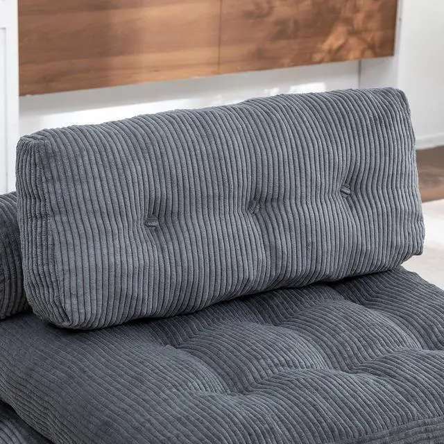 Alt view image 7 of 7 - Floor Lazy Sofa Bed, Convertible Folding Sleeper Chair with Pillow, Foldable Single Sofa Mattress with Back Support, Comfy Pullout Chair Bed Lounger for Living Room Bedroom, Dark Gray