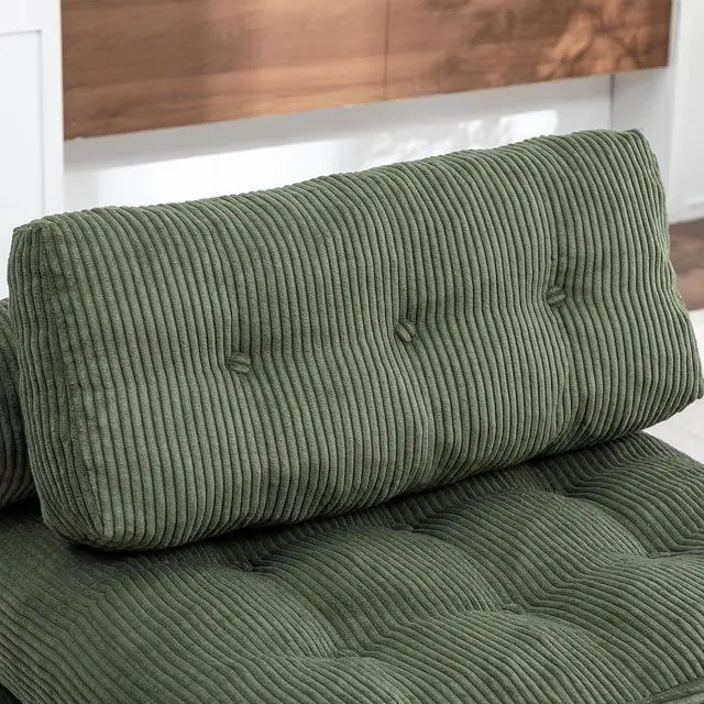 Alt view image 7 of 7 - Floor Lazy Sofa Bed, Convertible Folding Sleeper Chair with Pillow, Foldable Single Sofa Mattress with Back Support, Comfy Pullout Chair Bed Lounger for Living Room Bedroom, Green