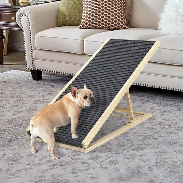 Main image of Folding Dog Ramp for Bed and Couch, 39.4" Long Dog Steps with 5 Adjustable Height 20" to 31", Foldable Wooden Pet Stairs with Non-Slip Rubber Surface for Small Dogs to Get on Car, Hold up to 80lb