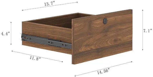 Alt view image 2 of 7 - Tall Nightstand with Charging Station, 41" Walnut Bookshelf Nightstand with Night Light, Bed Bedside Tables with Shelves and Drawers for Bedroom, Dorm, Living Room, Wood
