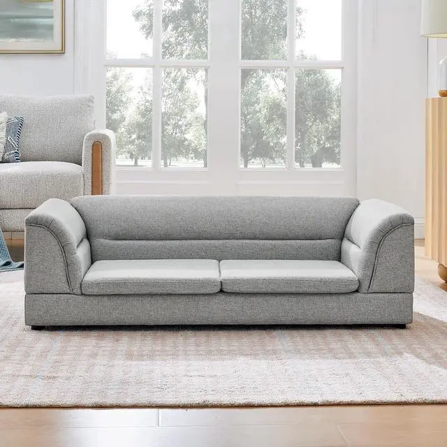 Alt view image 5 of 7 - Elevated Large Dog Bed with 2 Removable Cushion, Light Gray | Raised Pet Sofa with Washable Cushion Cover, Furniture Style Linen Fabric Dog Couch for Large Dogs, 100lbs Load Capacity