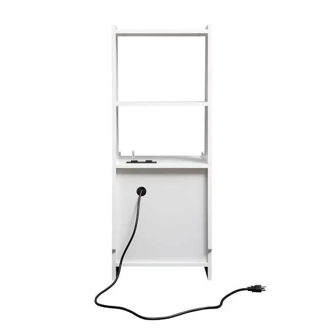 Alt view image 6 of 7 - Tall Nightstand Nightstands Set of 2 with Charging Station, 41" Walnut Bookshelf Nightstand with Night Light, Bed Bedside Tables with Shelves and Drawers for Bedroom, Dorm, Living Room, Black
