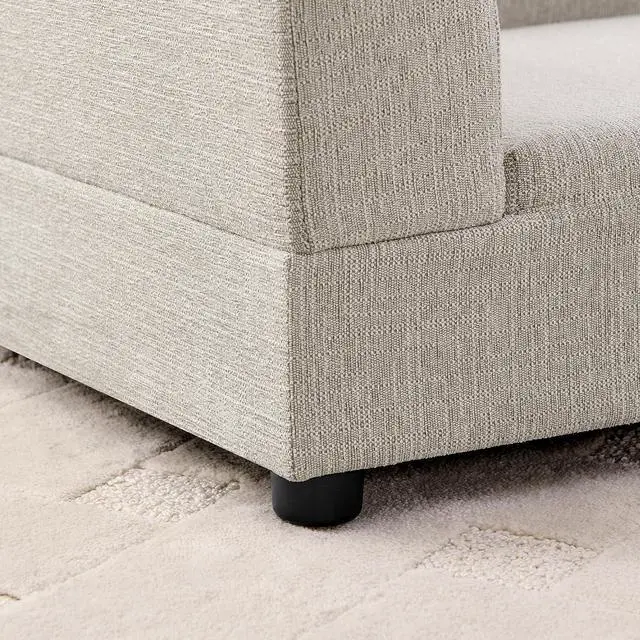 Alt view image 5 of 7 - Elevated XL Dog Bed with Soft Tufted Backrest and Armrest, Beige | Raised Dog Couch for Large and X Large Dogs, Linen Upholstered Comfy Pet Furniture with Legs, 120lbs Weight Capacity