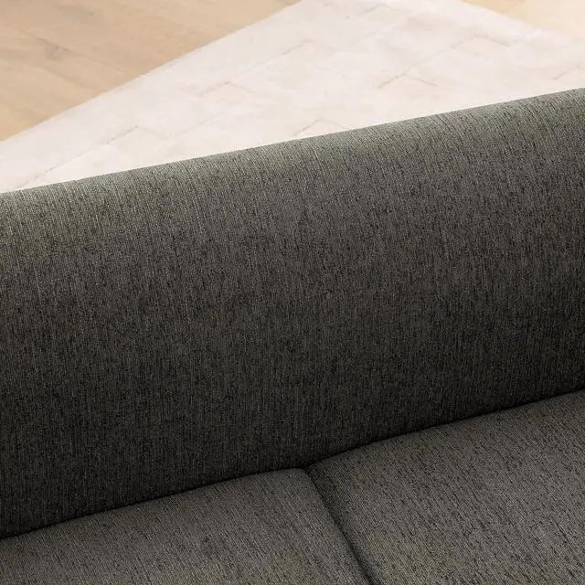 Alt view image 6 of 7 - Elevated XL Dog Bed with Soft Tufted Backrest and Armrest, Dark Gray | Raised Dog Couch for Large and X Large Dogs, Linen Upholstered Comfy Pet Furniture with Legs, 120lbs Weight Capacity