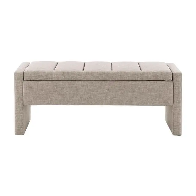Alt view image 5 of 7 - Modern End of Bed Bench, Linen Upholstered Storage Ottoman, Comfy Window Bench, Large Entryway Footstool, Sofa Side Footrest for Living Room, Bedroom, Dorm, Brown Grey