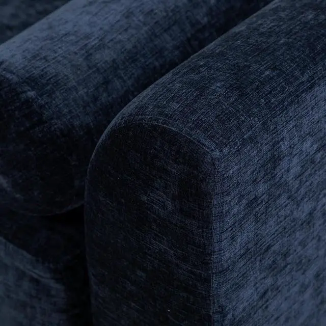 Alt view image 7 of 7 - 88.5" End of Bed Bench with Hidden Foot, Extra Large Couch Ottoman with Armrest, Chenille Upholstered Chaise Lounge with Rolled Pillows, Footstool For Living Room, Entryway, Dormitory, Bedroom, Navy
