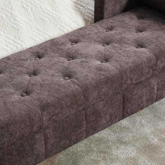 Alt view image 7 of 7 - 64.6"Storage Bench with End Lift Cover, Chenille Upholstered End of Bed Bench, Ottoman with Armrests&Backrest, Footrest with 2 Rolled Pillows,Wood Legs for Living Room, Entryway, Bedroom, Coffee